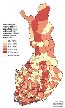 Sähköautojen latauspisteet Suomen kartalla ja saavutettavuus kunnittain